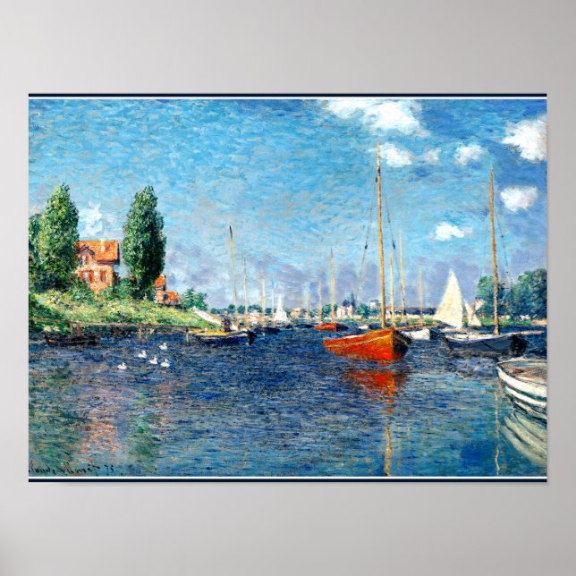 Red Boats, Argenteuil, vintage Impressionism art Poster (Front)
