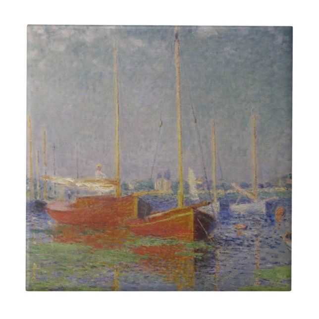 Red Boats at Argenteuil by Claude Monet Ceramic Tile (Front)