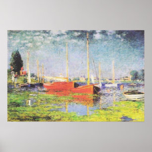 Red Boats at Argenteuil by Claude Monet Poster