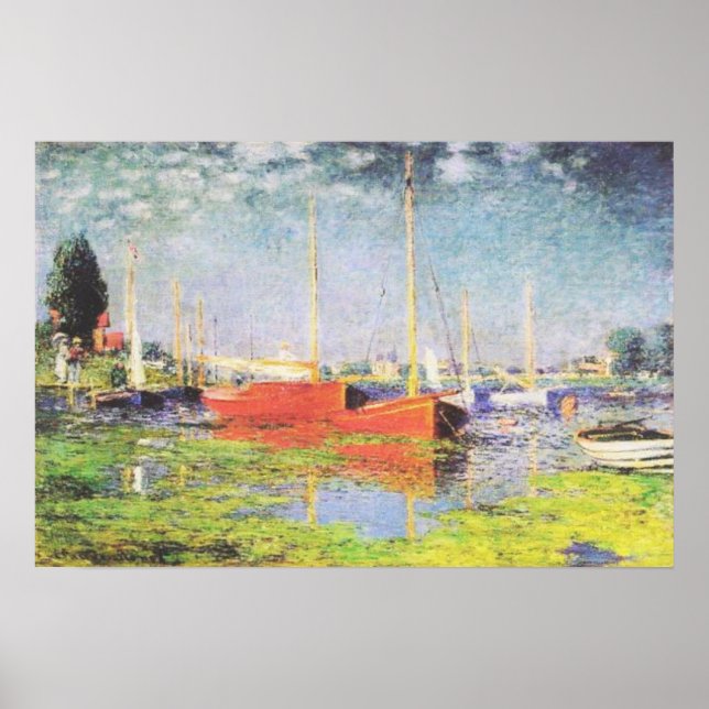 Red Boats at Argenteuil by Claude Monet Poster (Front)