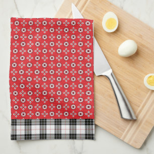Red Boho Bandanna Print Tea Towel