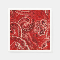 Red Boho Chic Retro Hippy Paisley Bandanna