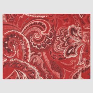 Red Boho Chic Retro Hippy Paisley Bandanna Tissue Paper