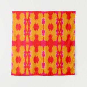 Red Boho fashion. Persian Carpet. Watercolor Layer Tapestry