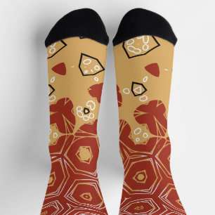 Red Boho Geometric Abstract 2 Socks