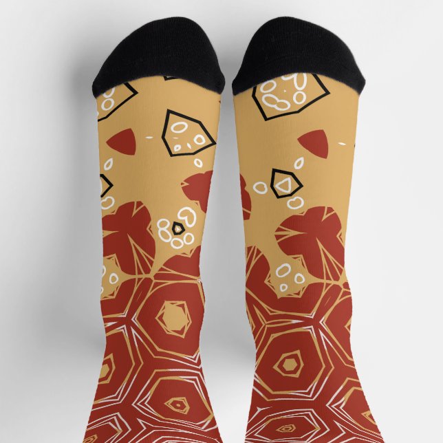 Red Boho Geometric Abstract 2 Socks (Top)