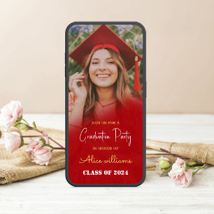 Red Boho Graduation Class Of 2024 Invitation
