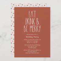 Red Boho Polka Dot Christmas Eat Drink Be Merry
