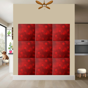 Red Bokeh Abstract Light Pattern Ceramic Tile