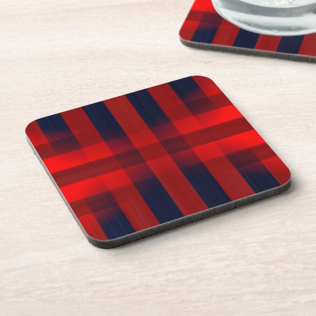 Red Bokeh Buffalo Plaid Coaster (Left Side)