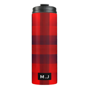 Red Bokeh Buffalo Plaid Monogram Thermal Tumbler