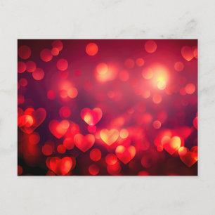 Red Bokeh Hearts Postcard
