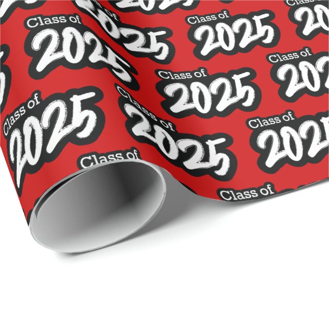 Red Bold Brush Class of 2025 Wrapping Paper (Roll Corner)