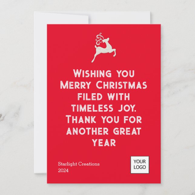 Red Bold Text Business Christmas Flat Holiday Card (Front)