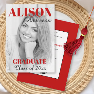 Red bold typography Class of 2024 graduation photo Invitation