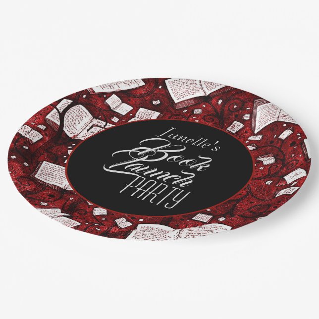 Red Book Launch Party Paper Plate (Angled)