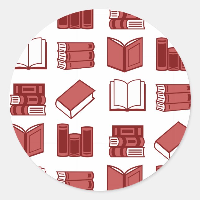 Red Book Reading and Writing Pattern Classic Round Sticker (Front)