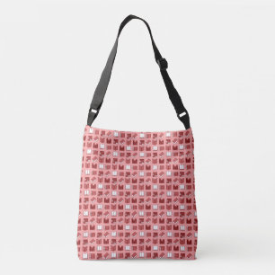 Red Book Reading and Writing Pattern Crossbody Bag