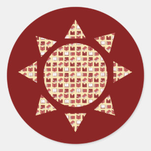 Red Book Reading and Writing sun Classic Round Sticker