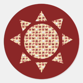 Red Book Reading and Writing sun Classic Round Sticker
