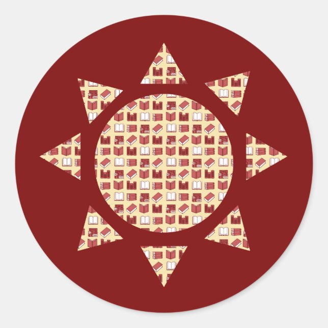 Red Book Reading and Writing sun Classic Round Sticker (Front)