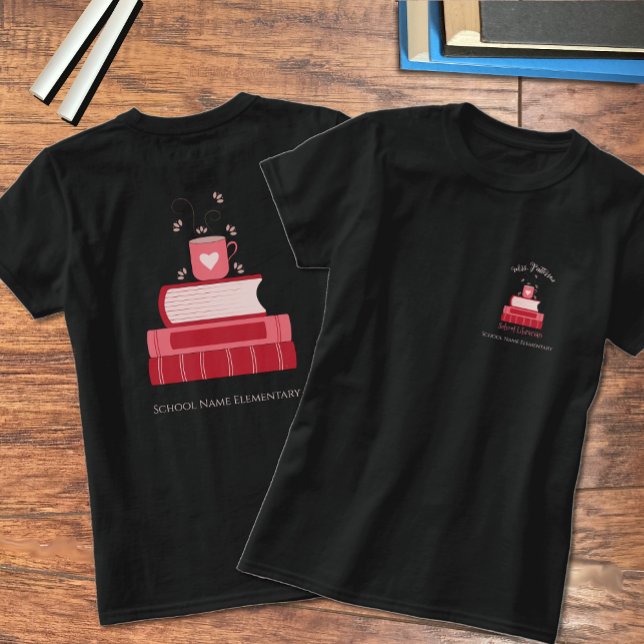 Red Books School Librarian T-Shirt with Name (Creator Uploaded)