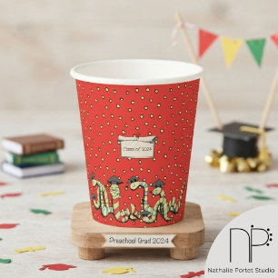 Red Bookworm Graduation Paper Cups