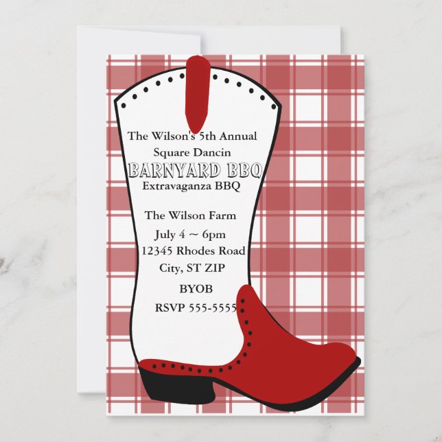Red Boot Invitation (Front)