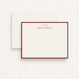 Red Border Elegant Modern Stationery Note Card