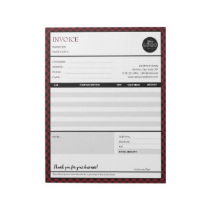 Red Border Minimalist Business Invoice Template Notepad