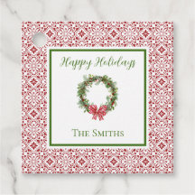 Red Border Personalised Holiday Gift Tags
