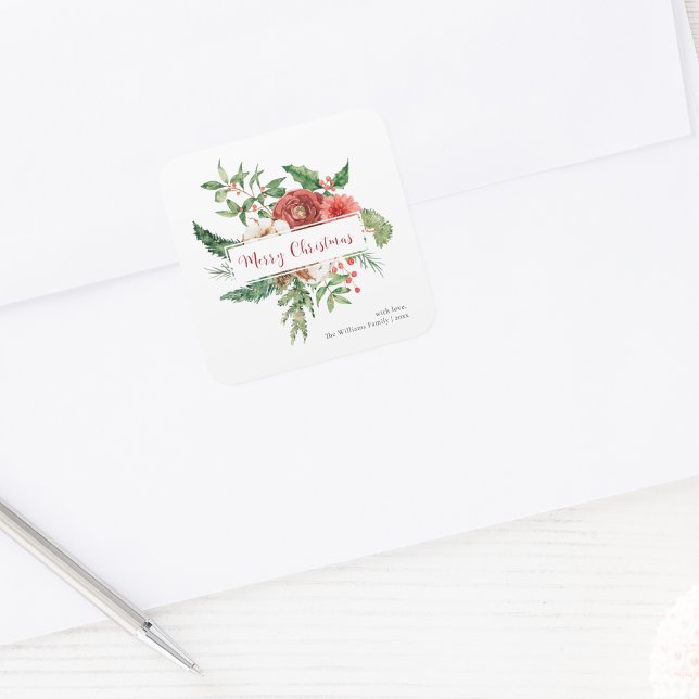 Red Botanical Christmas Sticker (Red Botanical Christmas Sticker
)