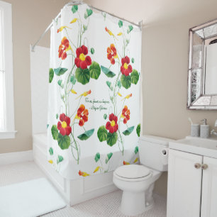 red botanical minimal vintage for her shower curtain