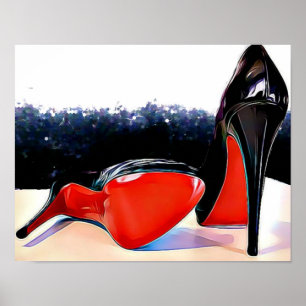 Red Bottom Heels Louboutin Classic Black Pumps Poster