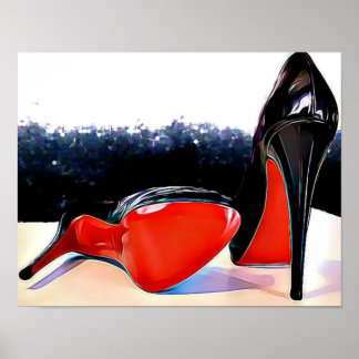 Red Bottom Heels Louboutin Classic Black Pumps Poster