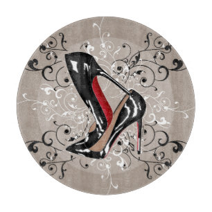 Red bottoms shoes with DELICATE Stylish background Cutting Board