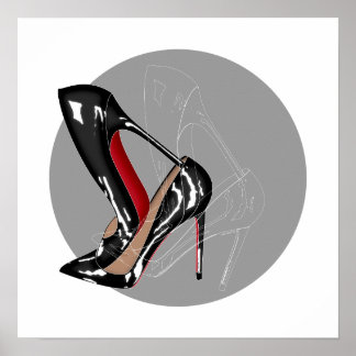 Red Bottoms stilettos shoes, black high heels Poster