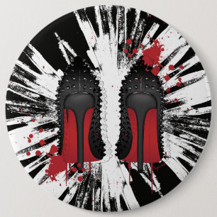 Red Bottoms Stilettos shoes heels spatters & drips 6 Cm Round Badge