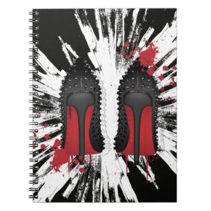 Red Bottoms Stilettos shoes heels spatters & drips Notebook