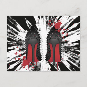 Red Bottoms Stilettos shoes heels spatters & drips Postcard
