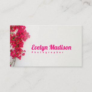 Red bougainvillea flower with a white wall gt543 business card