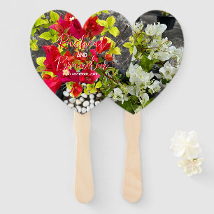 red bougainvillea or paper flower, red tropical  hand fan