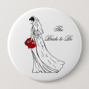 Red Bouquet Bride to Be 10 Cm Round Badge