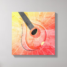 Red Bouzouki Musical Instrument Textured Art 