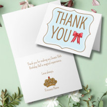 Red Bow and Princess Crown Fairytale Thank You