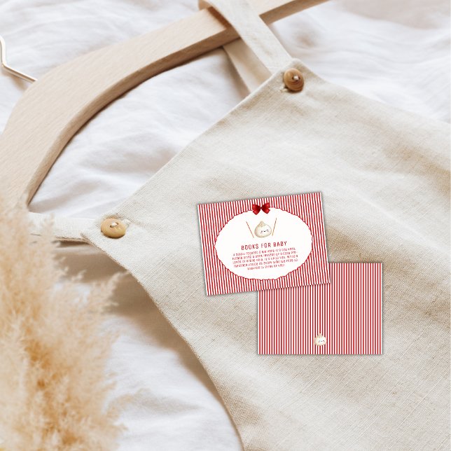 Red Bow Asian Dumpling Book For Baby Shower Enclosure Card (Red Bow Asian Dumpling Book For Baby Shower Enclosure Card)