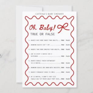 Red Bow Baby Shower - Editable Name, 5x7 Invitation