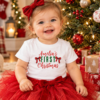 Red Bow Baby's First Christmas Toddler T-Shirt