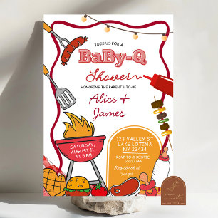 Red Bow Backyard BabyQ Baby Shower Invitation