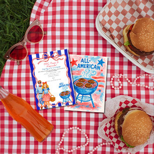 Red Bow BBQ, Brews, Fireworks 4th of July Invitation